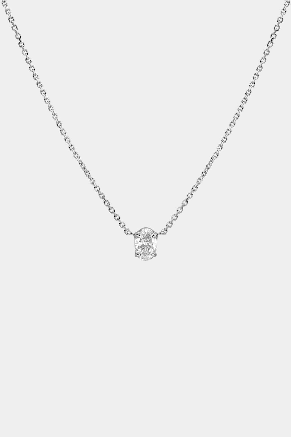 Oval Diamond Necklace | 18K Gold