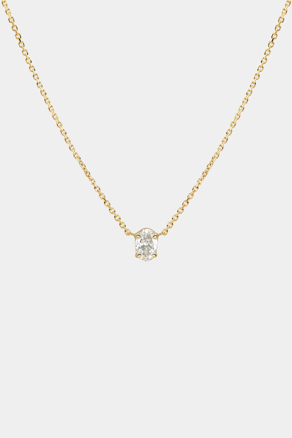 Oval Diamond Necklace | 18K Gold