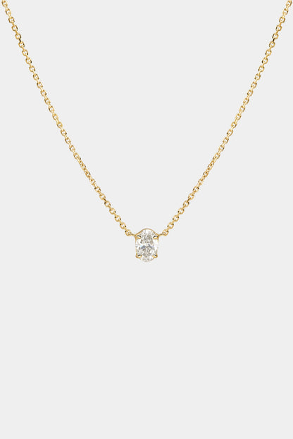 Oval Diamond Necklace | 18K Gold