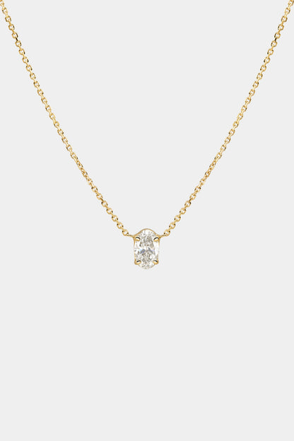 Oval Diamond Necklace | 18K Gold
