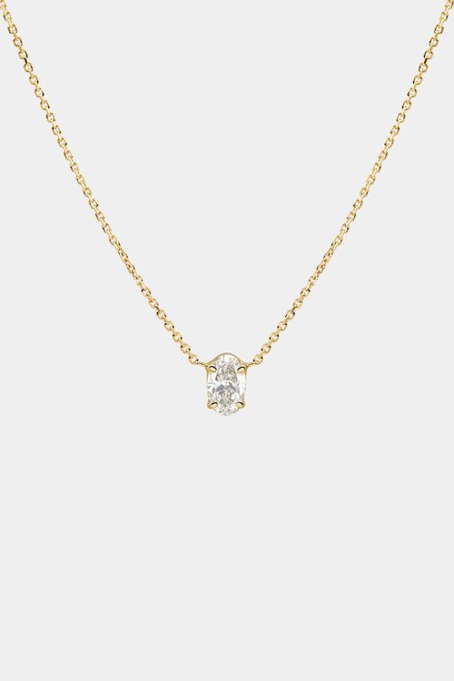 Oval Diamond Necklace | 18K Gold
