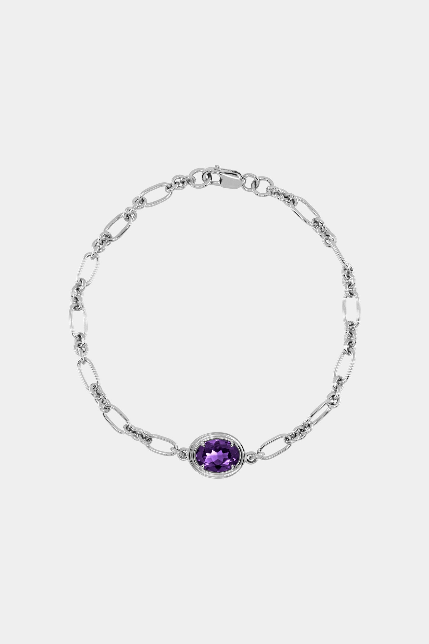 Roma Oval Gemstone Bracelet | White Gold