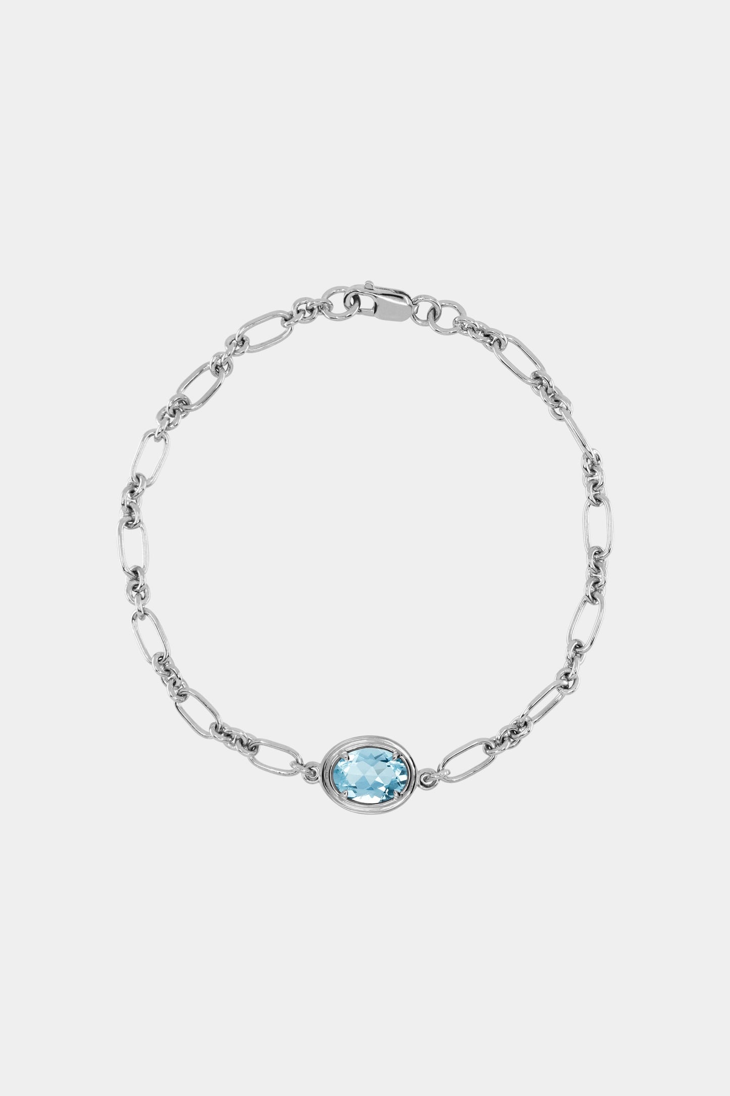 Roma Oval Gemstone Bracelet | White Gold