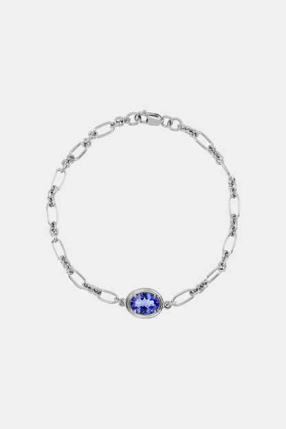 Roma Oval Gemstone Bracelet | White Gold