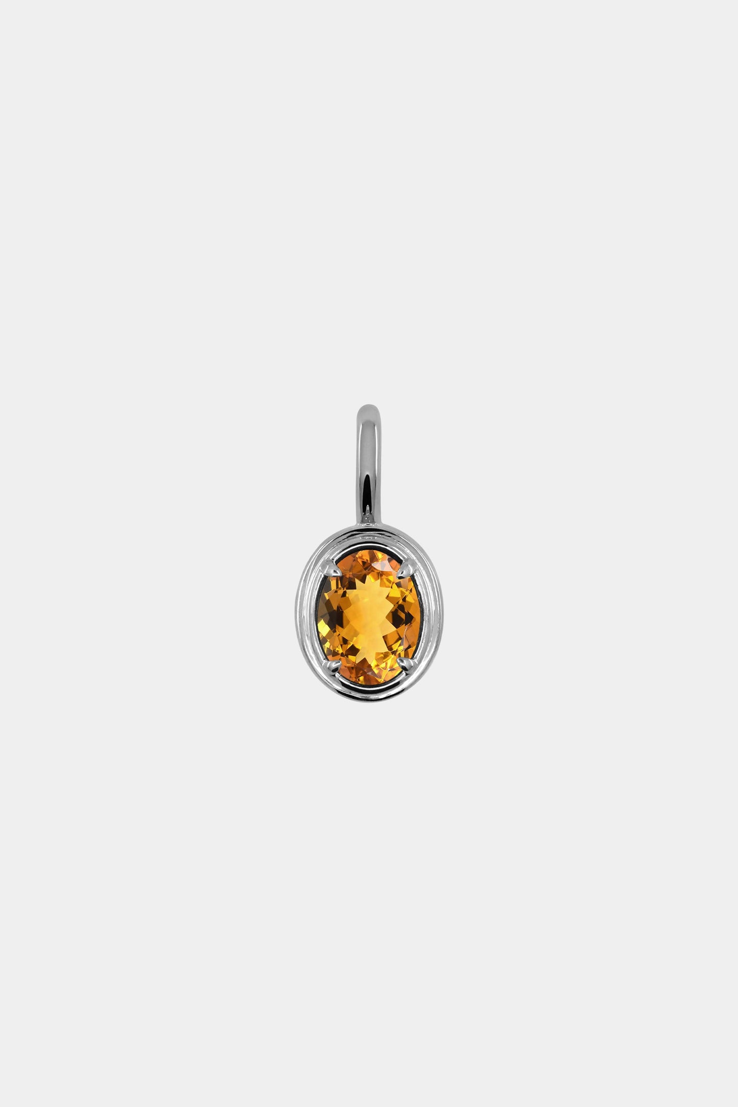 Roma Oval Gemstone Pendant | White Gold
