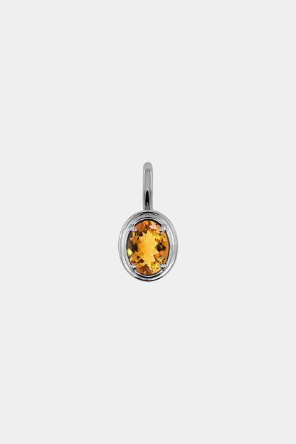 Roma Oval Gemstone Pendant | White Gold