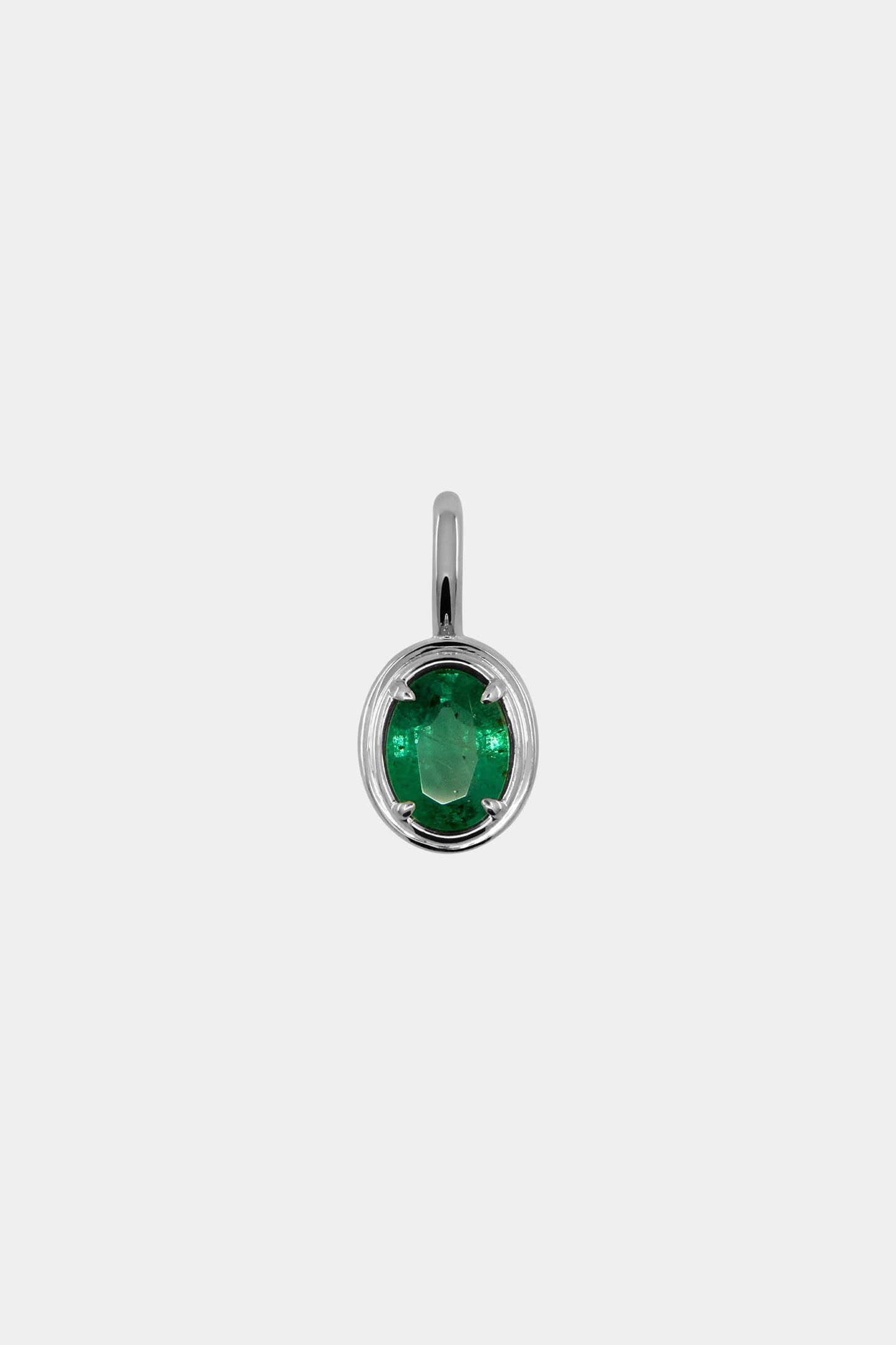 Roma Oval Gemstone Pendant | White Gold