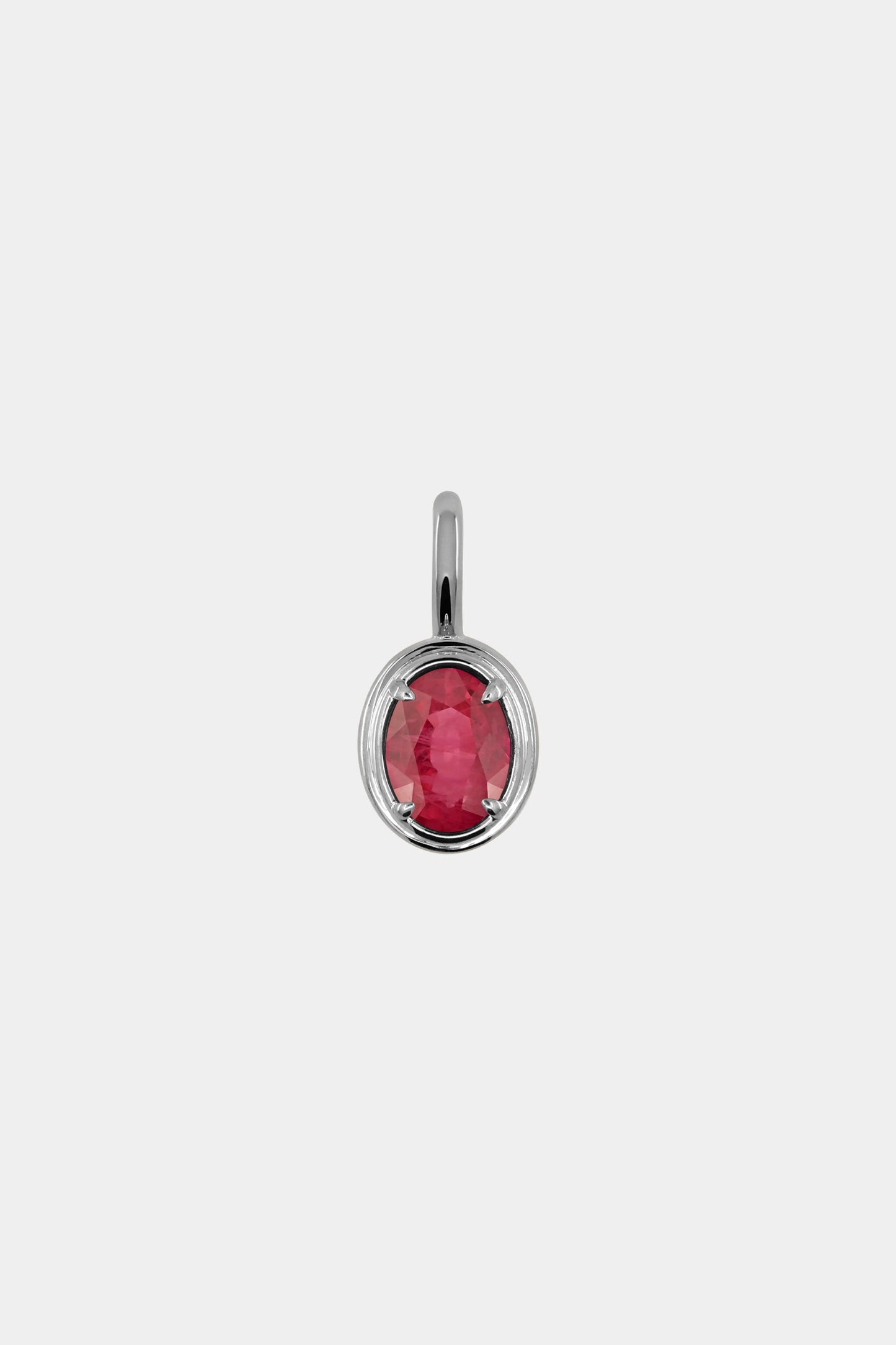 Roma Oval Gemstone Pendant | White Gold