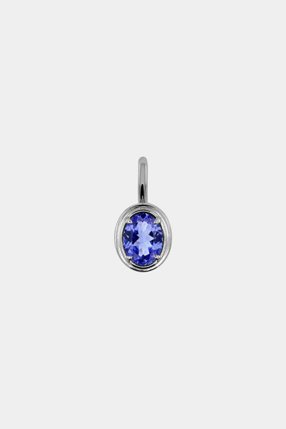 Roma Oval Gemstone Pendant | White Gold