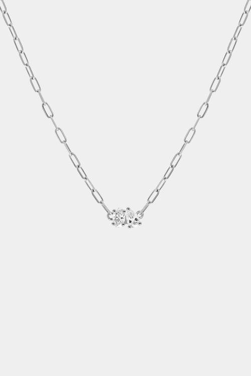 Pear and Oval Diamond Toi Et Moi Necklace | White Gold