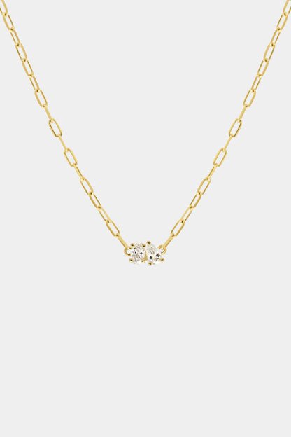 Pear and Oval Diamond Toi Et Moi Necklace | Yellow Gold