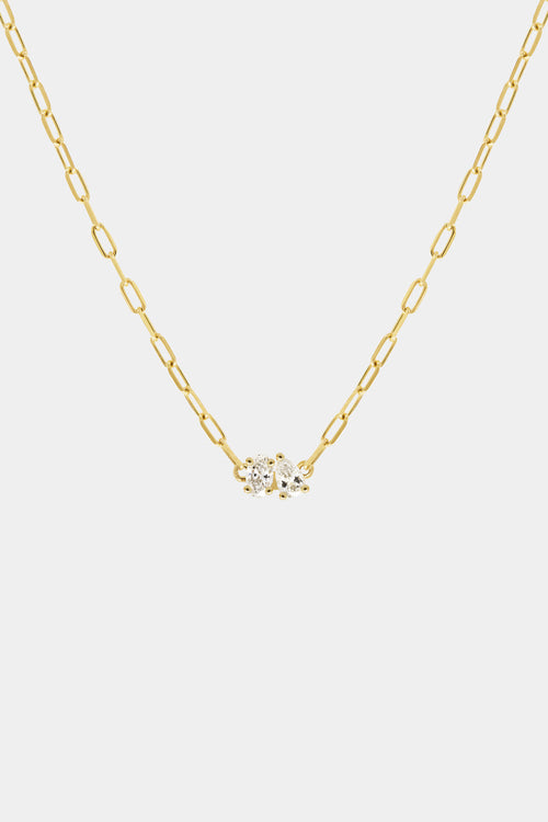 Pear and Oval Diamond Toi Et Moi Necklace | Yellow Gold