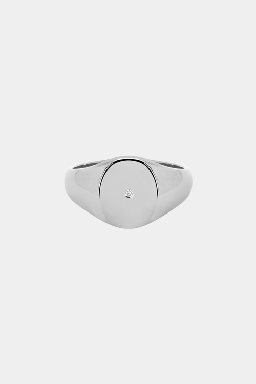 Oval Signet Ring | White Gold