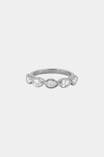 Pear Diamond Bezel Band | 18K White Gold