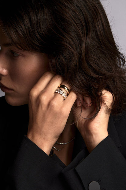 Oval Diamond Half Band | Gold
