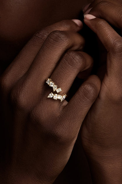 Mini Scattered Diamond Wrap Ring | 18K Yellow Gold