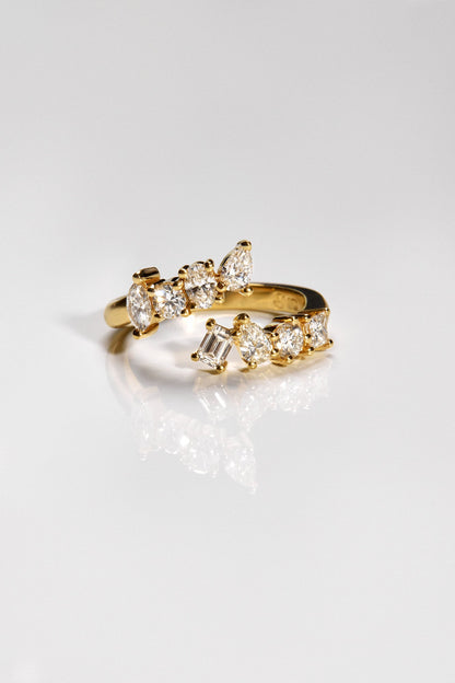 Mini Scattered Diamond Wrap Ring | 18K Yellow Gold