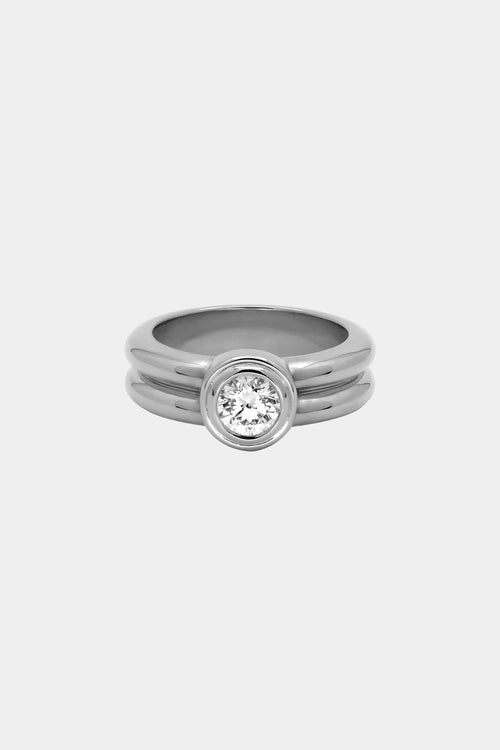 Roma Round Diamond Ring | 18K White Gold