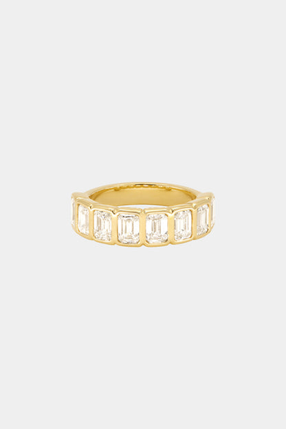 Emerald Bezel Diamond Half Band | Gold