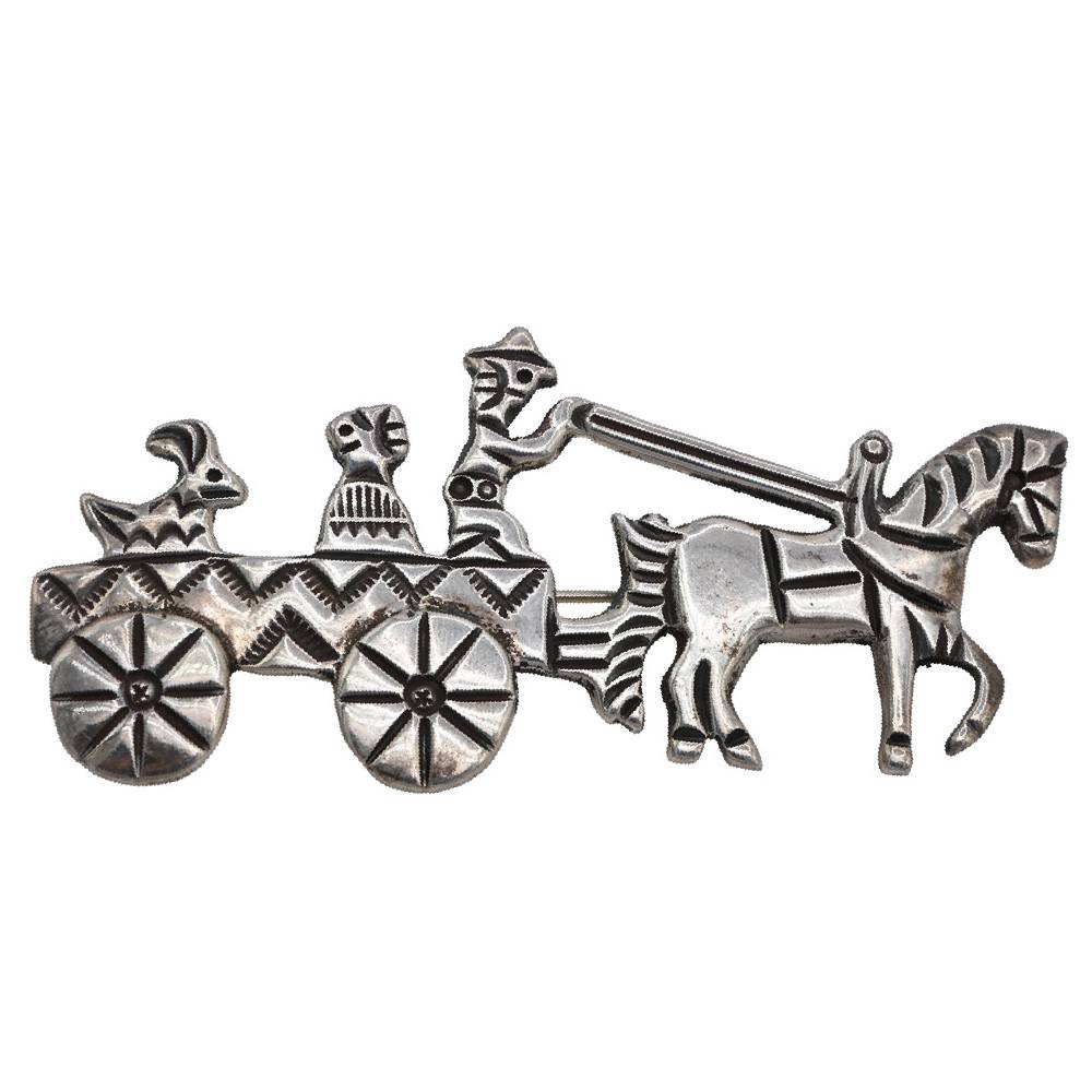 Alfred Martinez Horse & Buggy Sterling Pin