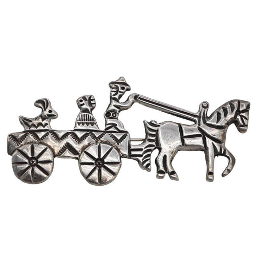 Alfred Martinez Horse & Buggy Sterling Pin