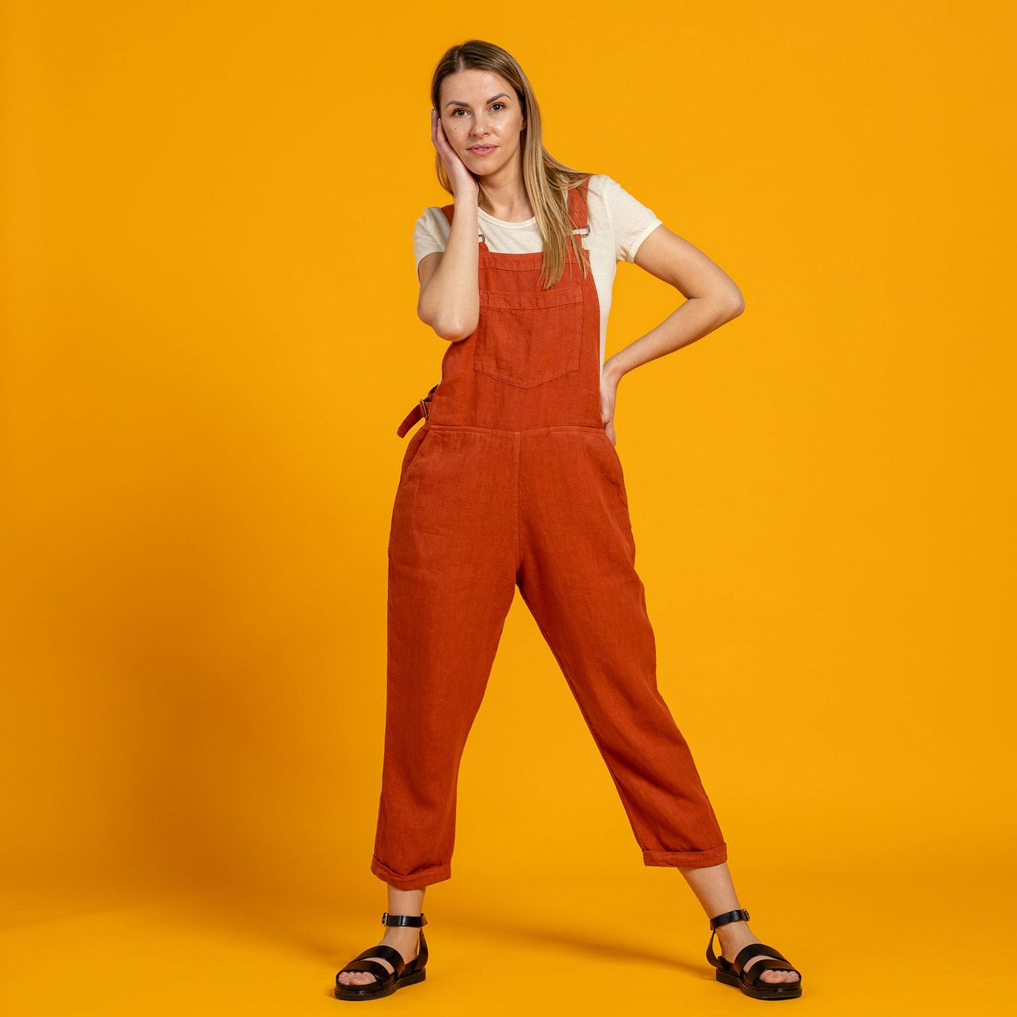 Linen Pinafore Jumpsuit Nicci