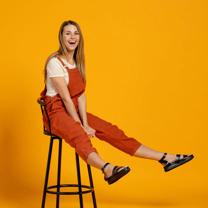 Linen Pinafore Jumpsuit Nicci Cinnamon Red