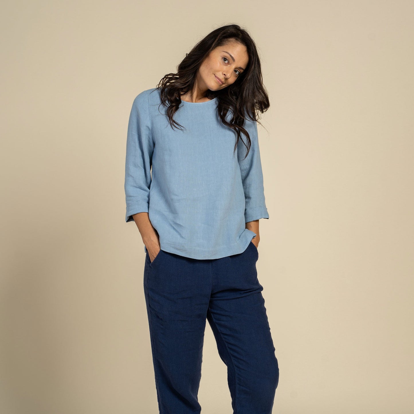 Linen Blouse Nora Cloudy Blue