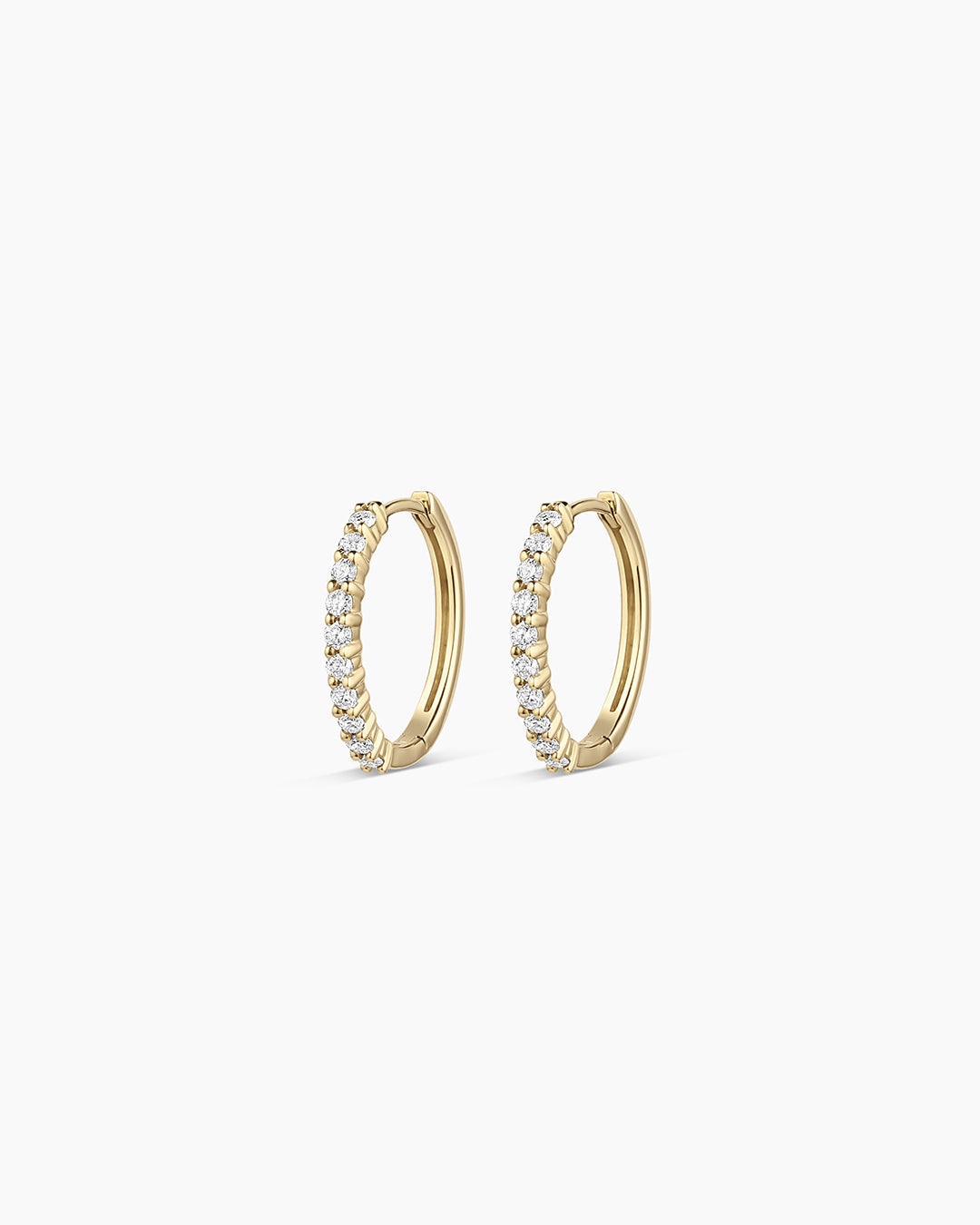 14K Diamond 15mm Hoops