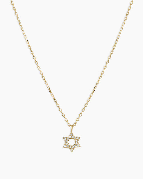 14K Diamond Star of David Necklace