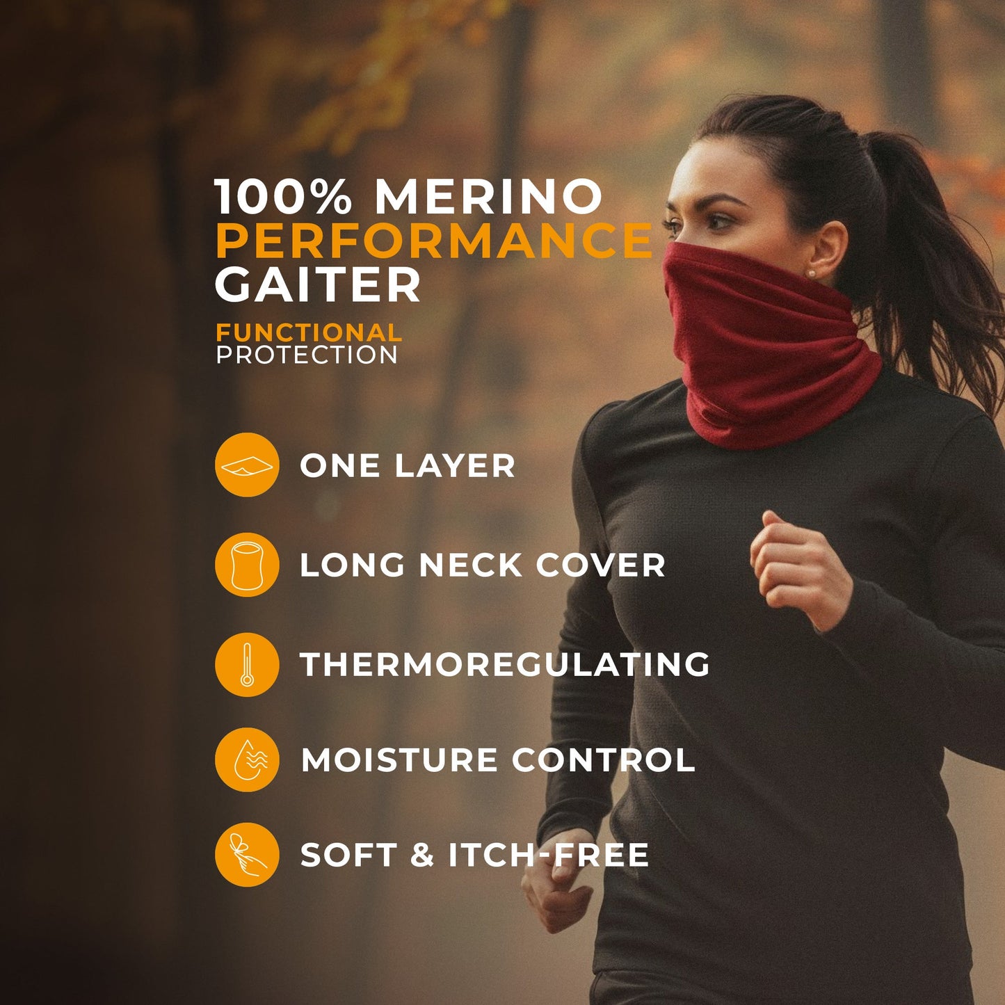 Women's Merino Wool Long Neck Gaiter