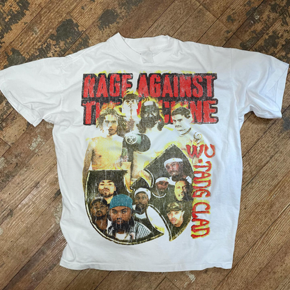 Ratm X Wu 1997 Tour Merch Rare Vintage Washed White T-Shirt