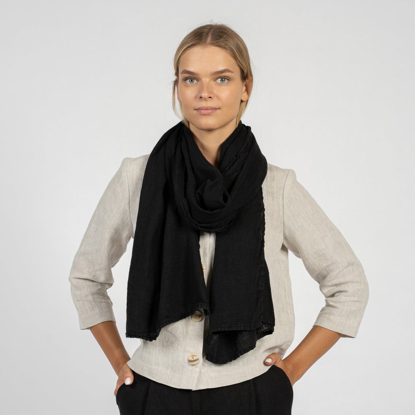 Women's Natural Linen Scarf