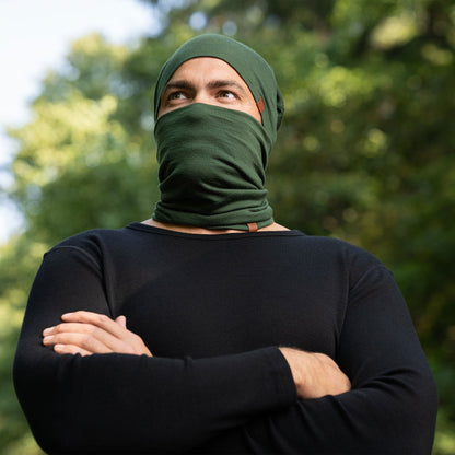 Unisex Merino Beanie & Gaiter 2-Piece Dark Green