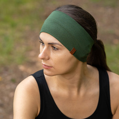 Women's Merino Running Headband Dark Green