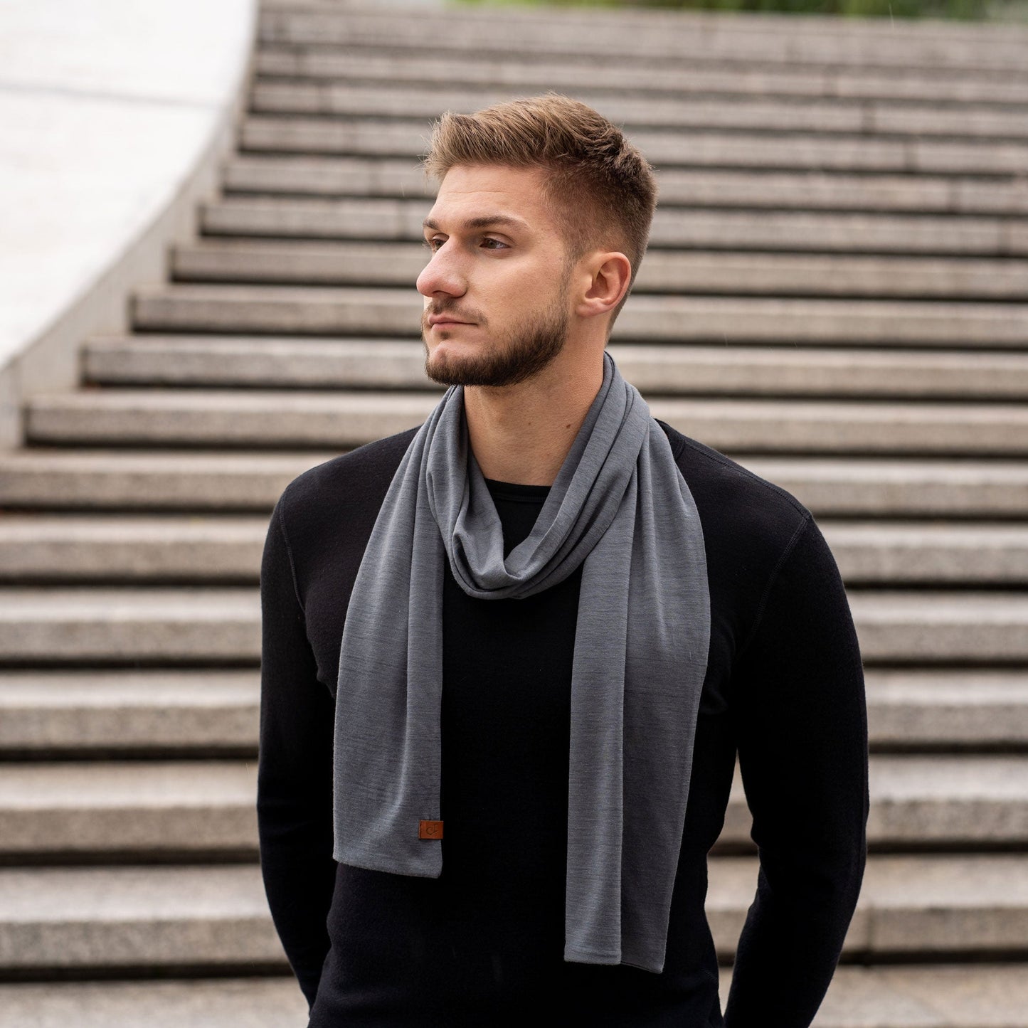 Men's Merino Scarf Perfect Grey