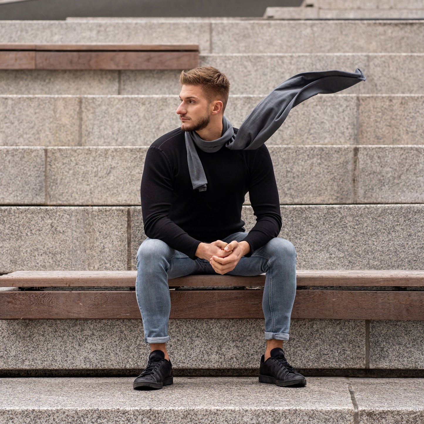 Men's Merino Scarf Perfect Grey