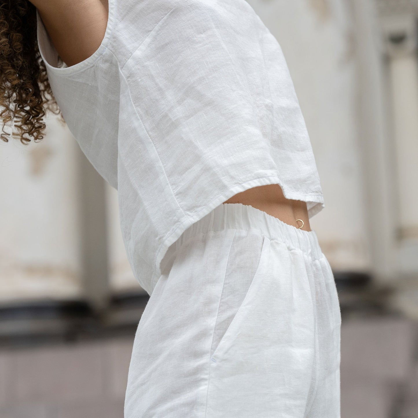 Linen Crop Top & Pants 2-Piece