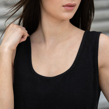 Linen Tank Top Hana Pure Black