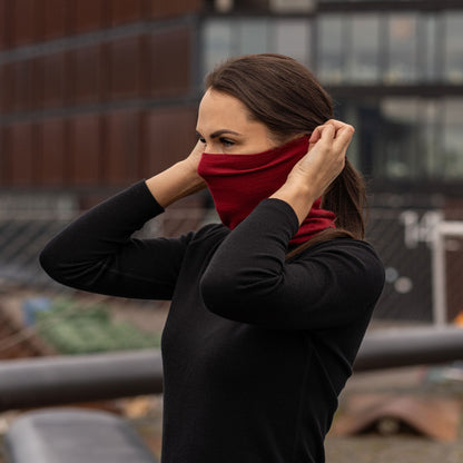 Women's 160gsm Merino Active Neck Gaiter Royal Cherry / Red