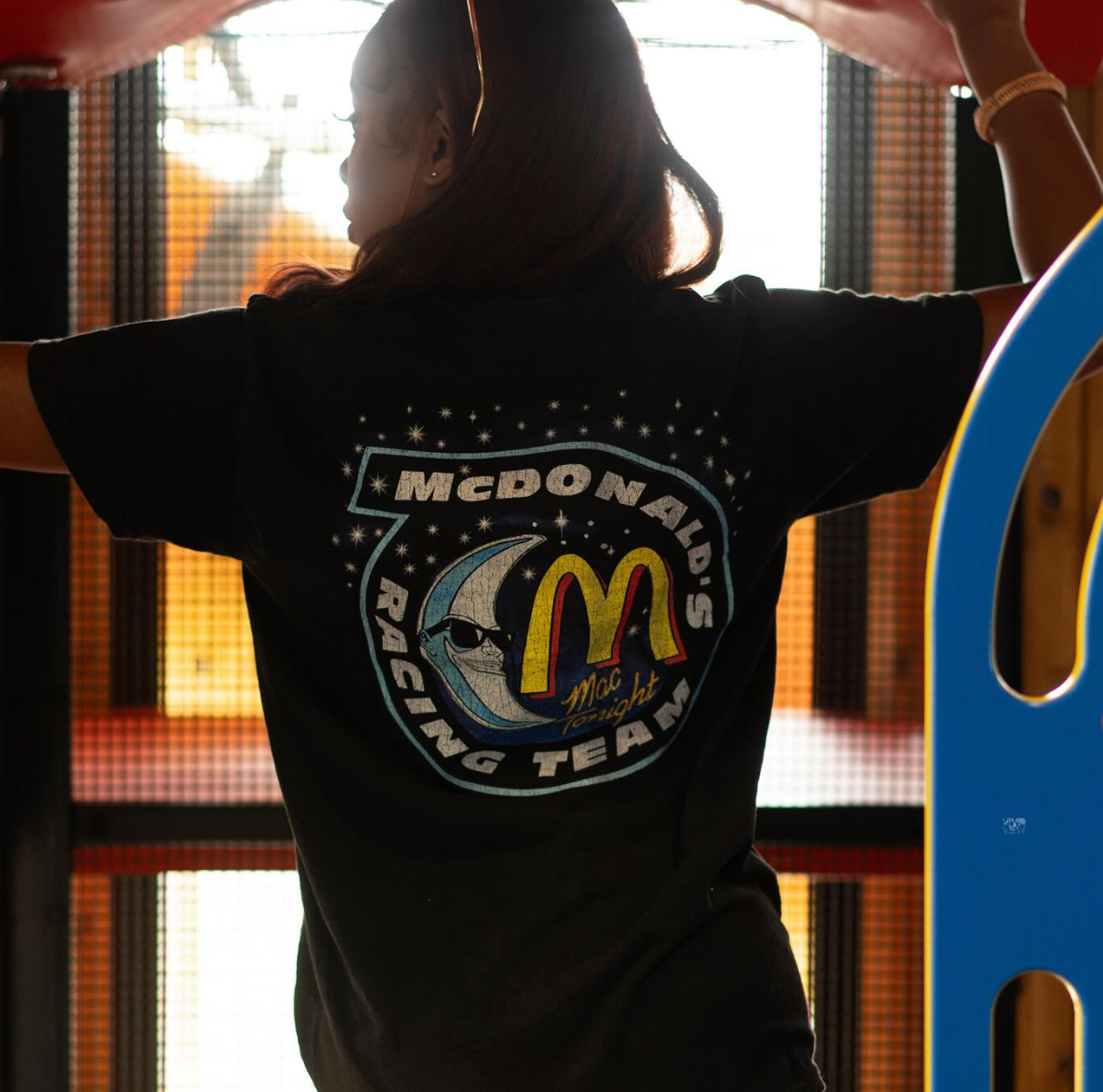 Mcdonald's Racing Thru The Stars - 80's-90's Rare Black Vintage Washed T-Shirt