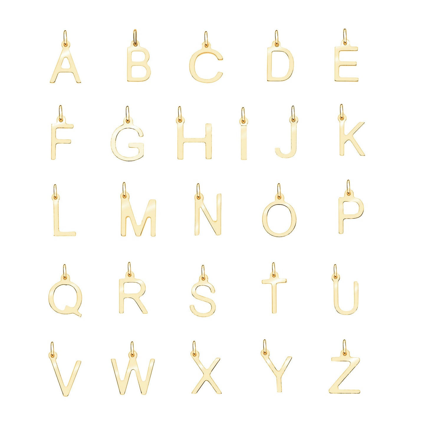 Solid Gold Initial Letter Necklace