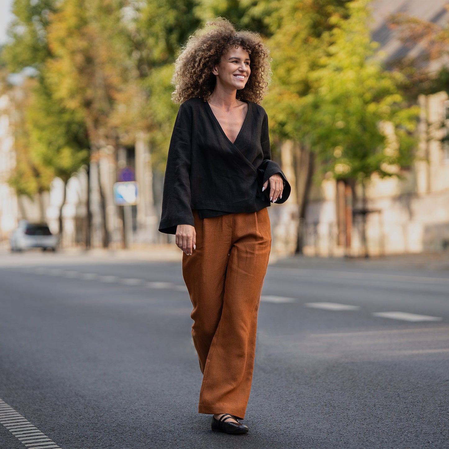 Linen Wrap Top Thea