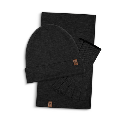 Men's Merino Wool Liner Beanie, Gaiter & Gloves 3-Piece