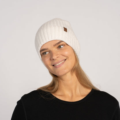 Women's Cashmere Knit Ribbed Beanie