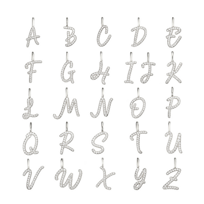 Silver Individual Diamond Style Curve Initial Charm