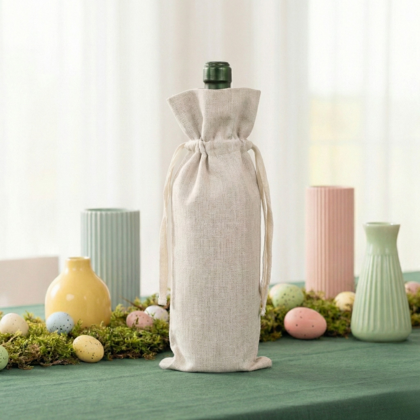 Holiday 100% Linen Wine Gift Bag