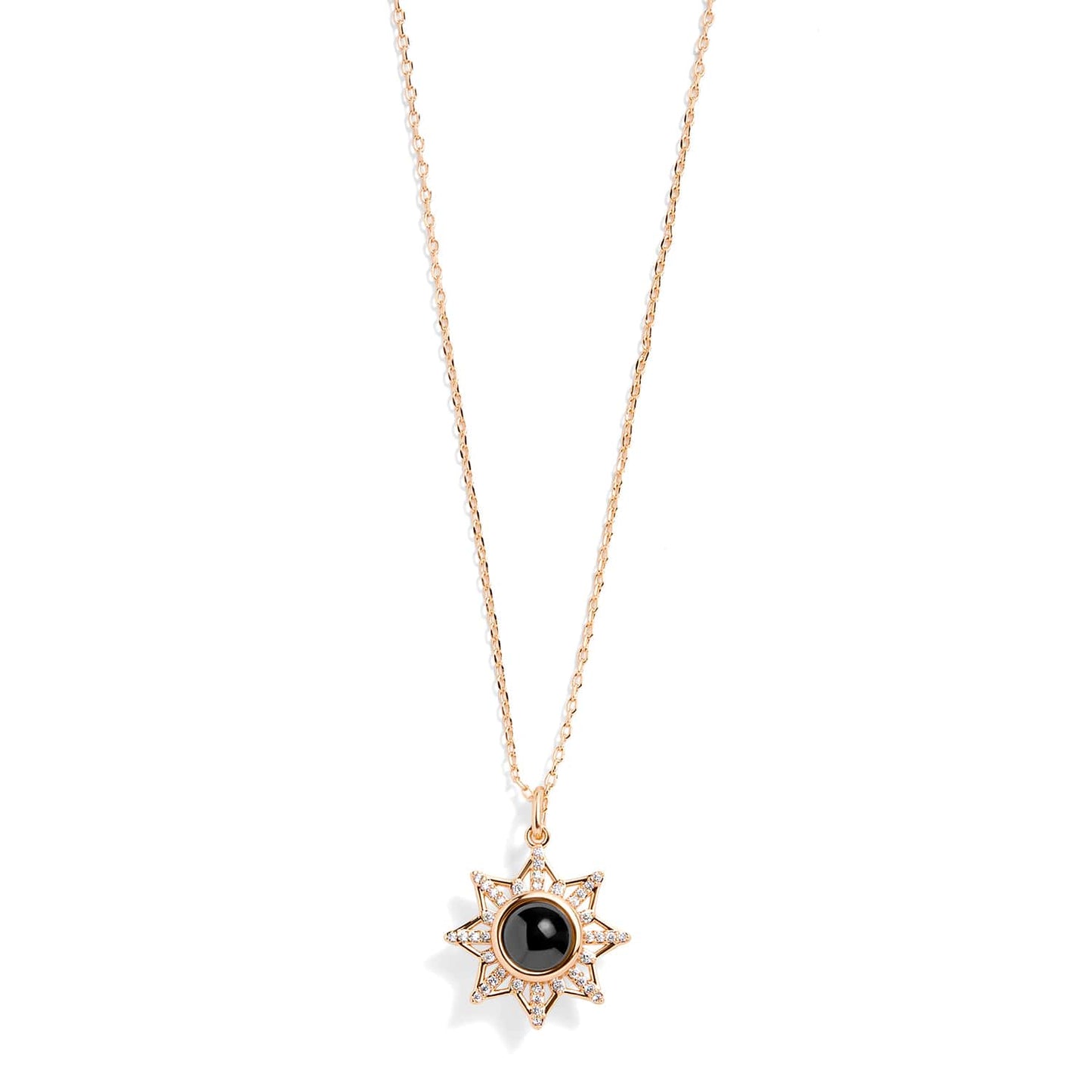 Personalized Pavé Sun Photo Necklace