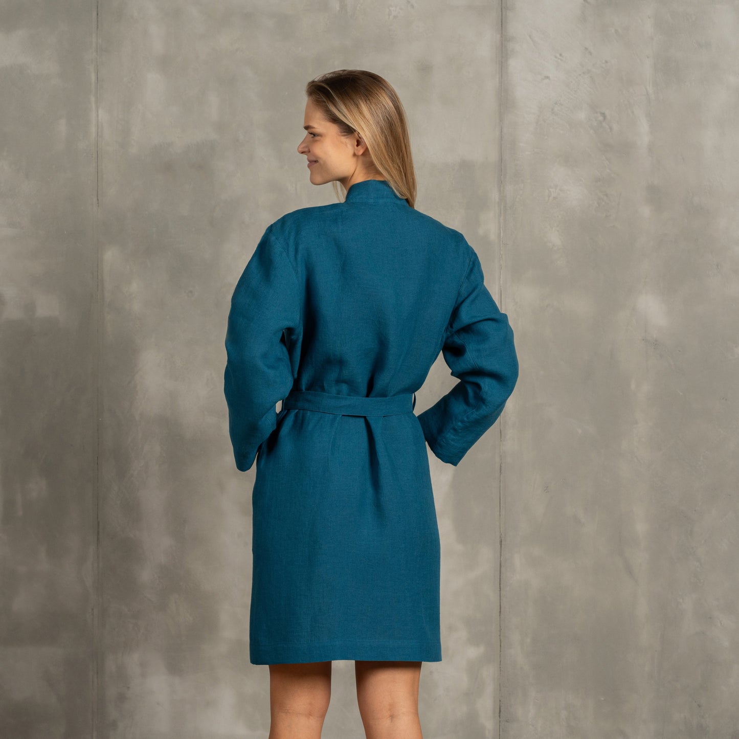 Women's Linen Short Robe