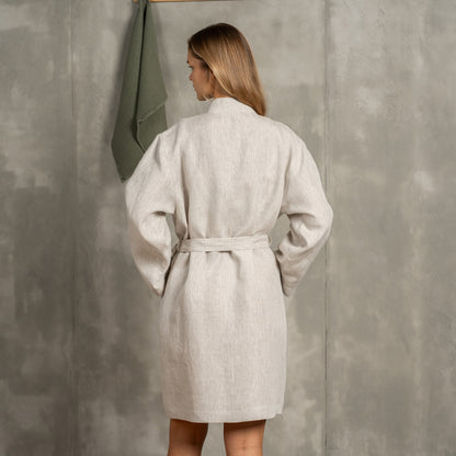 Women's Linen Short Robe